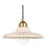 Stoneware Pleated Pendant Lamp with Antique Brass Finish