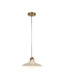 Stoneware Pleated Pendant Lamp with Antique Brass Finish