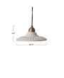 Stoneware Pleated Pendant Lamp with Antique Brass Finish