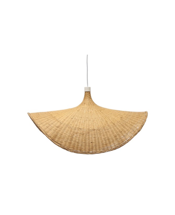 Bamboo Fan Pendant Lamp with 6-Foot Cord in Natural Wood Finish