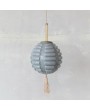 Vintage Art Glass Pendant Lamp with Tassel in Grey & Cream