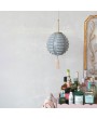 Vintage Art Glass Pendant Lamp with Tassel in Grey & Cream
