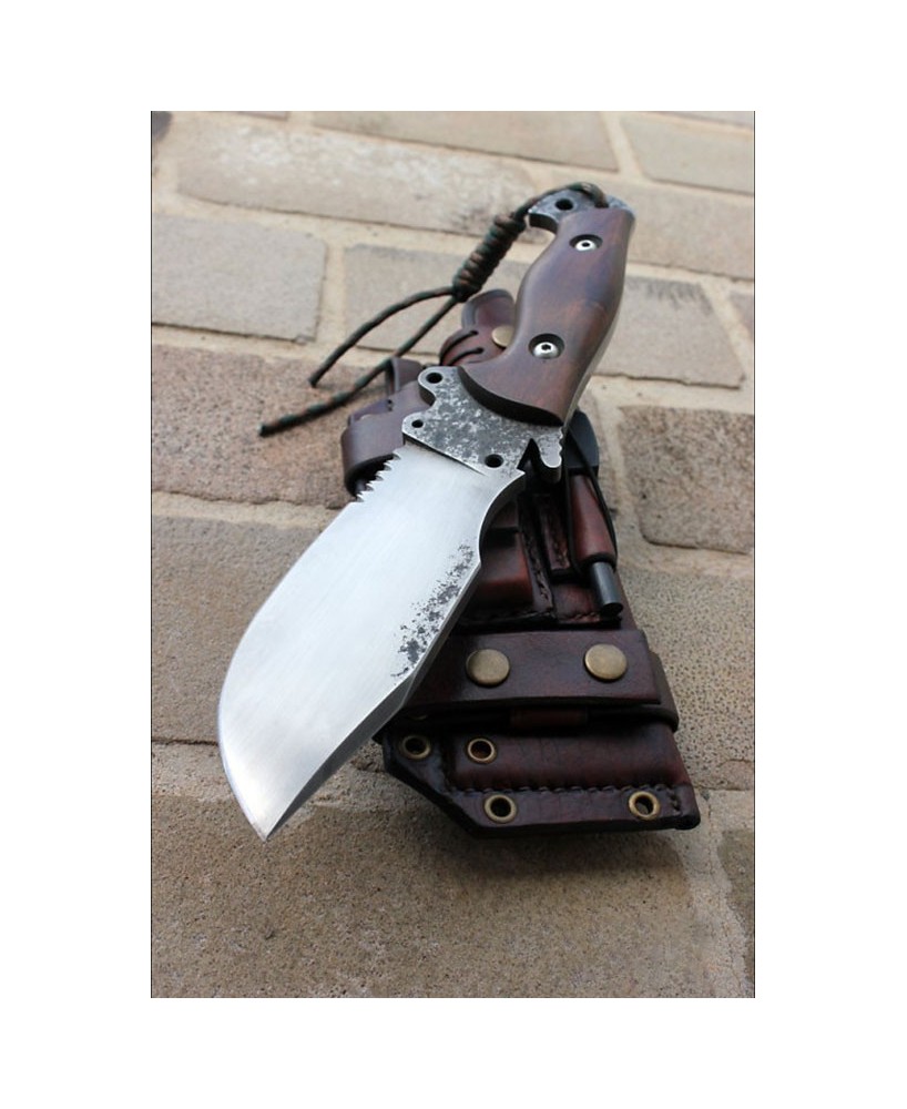 Handmade Hunting Knife with Sheath & Firestarter