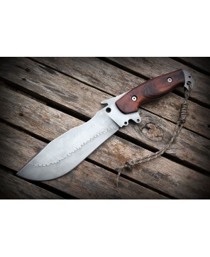 Hand-Forged Hunting Knife with Wood Handle