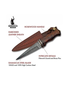 Damascus Sgian Dubh Scottish Dirk Knife