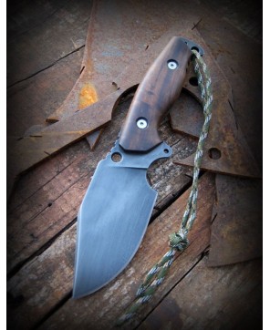 Bushcraft Knife Full Tang Wide Blade Hardwood Handle