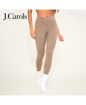 J.Carols® Brown Sculpt Ruched Bum Pocket Detail Gym Leggings - Elevate Your Athleisure Game