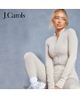J.Carols® Oatmeal Acid Wash Seamless Rib High Waist Gym Leggings