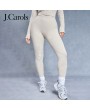 J.Carols® Oatmeal Acid Wash Seamless Rib High Waist Gym Leggings
