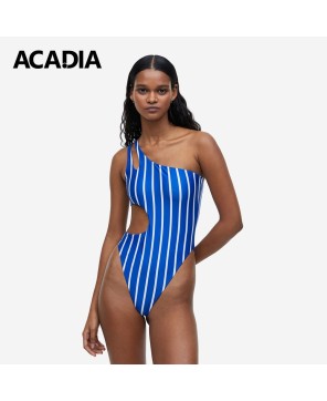 Acadia® High Leg One-Shoulder Striped Swimsuit