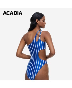 Acadia® High Leg One-Shoulder Striped Swimsuit