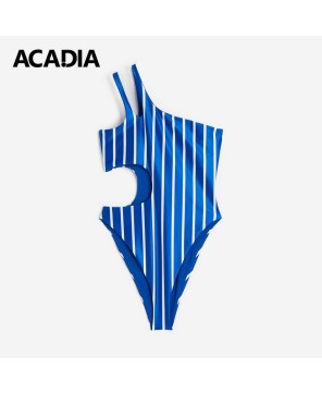 Acadia® High Leg One-Shoulder Striped Swimsuit