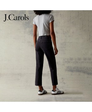 J.Carols® Black Stretch Straight Leg Jeans - Versatile Comfort and Style