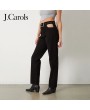 J.Carols® Black Cutout Straight Leg Jeans – Edgy High-Rise Denim