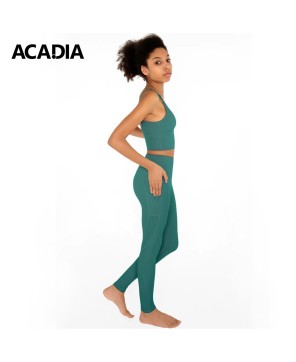 Acadia® Emerald Green Cassi Mesh Pockets Workout Leggings Yoga Pants for Women