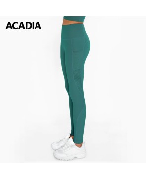 Acadia® Emerald Green Cassi Mesh Pockets Workout Leggings Yoga Pants for Women