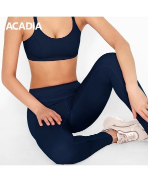 Acadia® Navy Blue Cassi Side Pockets Workout Leggings for Women