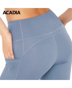 Acadia® Sky Blue Cassi Mesh Pockets Workout Leggings - Women