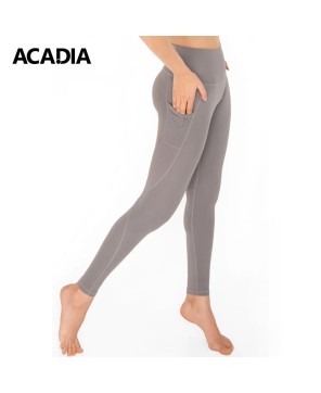 Acadia® Silver Grey Cassi Mesh Pockets Workout Leggings Yoga Pants for Women