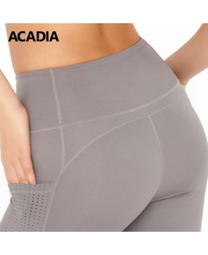 Acadia® Silver Grey Cassi Mesh Pockets Workout Leggings Yoga Pants for Women