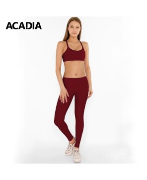 Acadia® Maroon Red Cassi Side Pockets Workout Leggings - Women's Yoga Pants