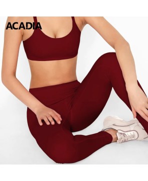 Acadia® Maroon Red Cassi Side Pockets Workout Leggings - Women's Yoga Pants