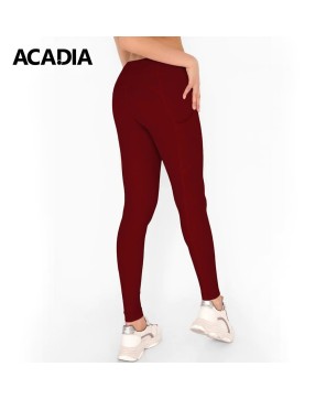 Acadia® Maroon Red Cassi Side Pockets Workout Leggings - Women's Yoga Pants