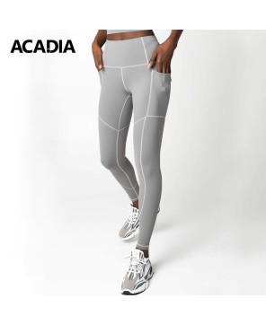 Acadia® Silver Grey Cassi Three Pockets Workout Leggings Yoga Pants for Women