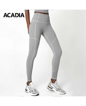 Acadia® Silver Grey Cassi Three Pockets Workout Leggings Yoga Pants for Women