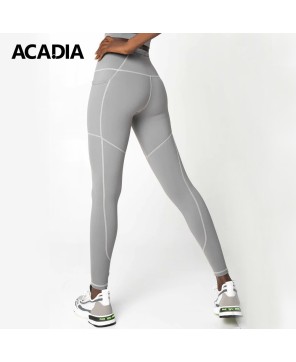 Acadia® Silver Grey Cassi Three Pockets Workout Leggings Yoga Pants for Women