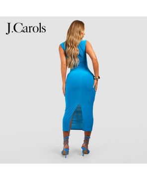 J.Carols® Plain High Neck Midaxi Dress: Simple Elegance