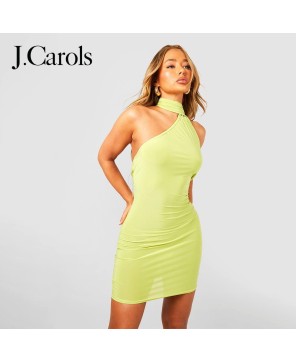 J.Carols® Slinky Neck Drape Tie Mini Dress: Chic & Stylish