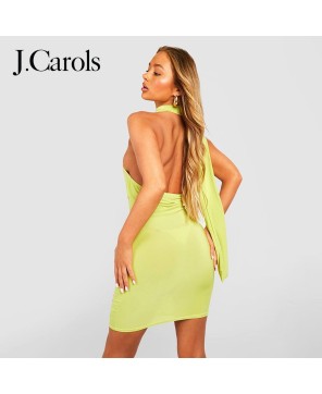 J.Carols® Slinky Neck Drape Tie Mini Dress: Chic & Stylish