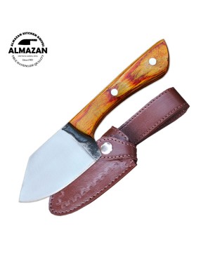 Almazan® Handmade Cleaver Chef and Skinning Knife Set with Leather Sheaths