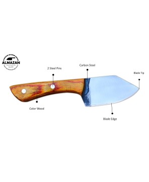 Almazan® Handmade Cleaver Chef and Skinning Knife Set with Leather Sheaths