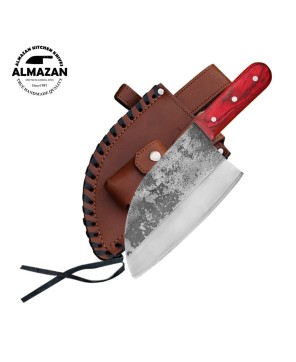 Almazan® Custom Handmade Serbian Bushcraft and Camping 2 pcs Knife Set with Leather Sheaths