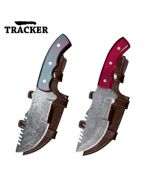 Tracker® Damascus Steel Knife Set with Micarta Handle