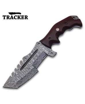 Tracker® Damascus Steel Knives Set with Leather Sheath