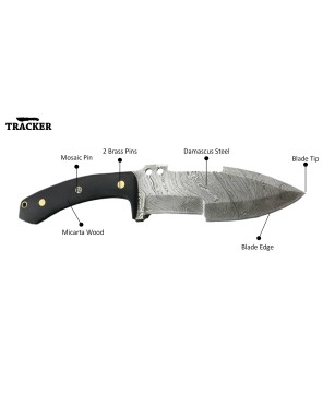 Tracker® Damascus Steel Knives Set with Leather Sheath