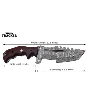 Tracker® Damascus Steel Knives Set with Leather Sheath