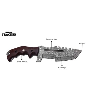 Tracker® Damascus Steel Knives Set with Leather Sheath