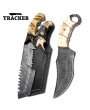 Tracker® Handmade Damascus Steel Camping Tracker Knife Set - Unique Designs, Bone and Wood Handles, Leather Sheath