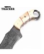 Tracker® Handmade Damascus Steel Camping Tracker Knife Set - Unique Designs, Bone and Wood Handles, Leather Sheath