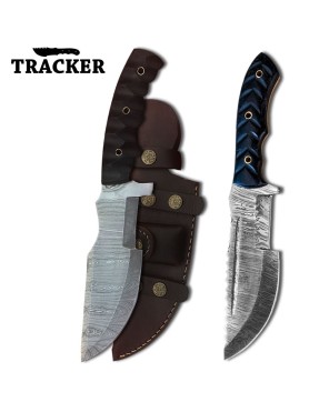 Tracker® Handmade High Quality Damascus Steel, Tracker Knives 2 Pcs Set With Leather Sheath