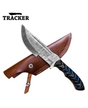 Tracker® Handmade High Quality Damascus Steel, Tracker Knives 2 Pcs Set With Leather Sheath