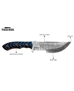 Tracker® Handmade High Quality Damascus Steel, Tracker Knives 2 Pcs Set With Leather Sheath