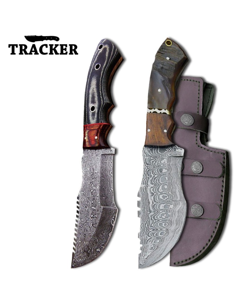 Tracker® Hand Forged Best Damascus Steel Tracker 2 Pcs Knife Set