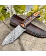 Handmade Damascus Steel Bushcraft Knife Ergonomic Olive Wood Handle