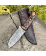 Handmade Damascus Steel Bushcraft Knife Ergonomic Olive Wood Handle