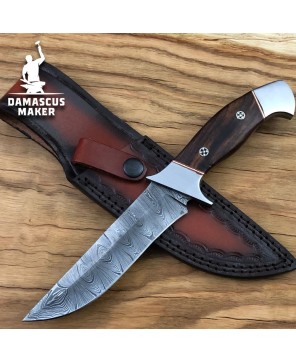 Damascus Maker® Handmade Damascus Steel Hunting Skinner Bushcraft Knife - 10 Inches